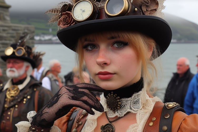 Bing AI - Steampunk costumes in small Welsh town