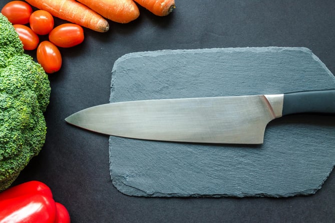Cooking - slate chopping board, vegetables