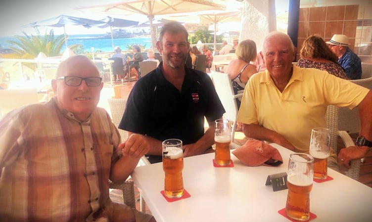 Jaime (centre) with former TSC Commodore Billy Stubbs and press officer Geoff Titterton.