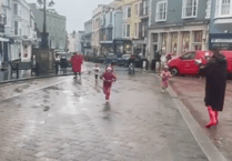 WATCH: Family holds mini pancake race in Tenby