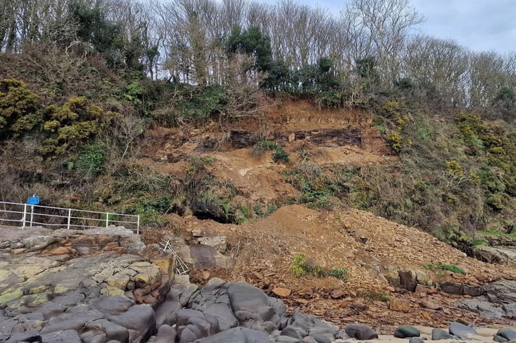 Landslip on NCN 4 Wisemans Bridge path