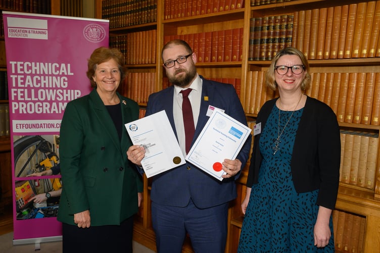 Pembrokeshire College Lecturer David Jones with Ann Dowling and Katerina Kolyva