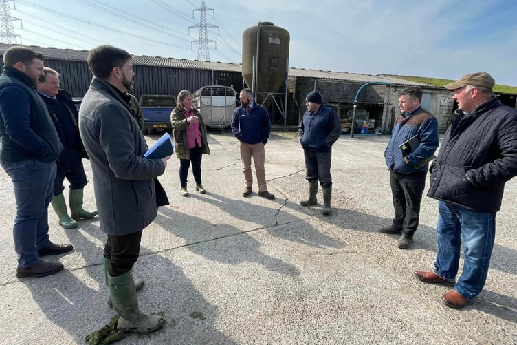 Stephen Crabb MP with Sam Kurtz MS at Poyerston Farm for an NFU Cymru farmers meeting
