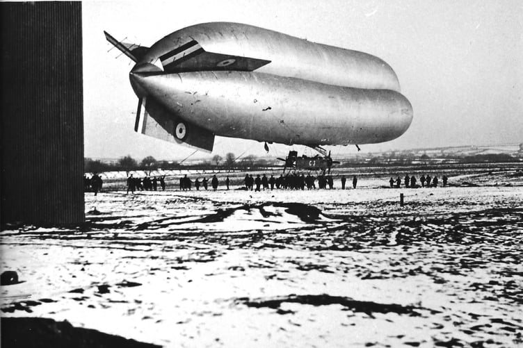 A ’Coastal’ airship at Milton Air Station in World War I.