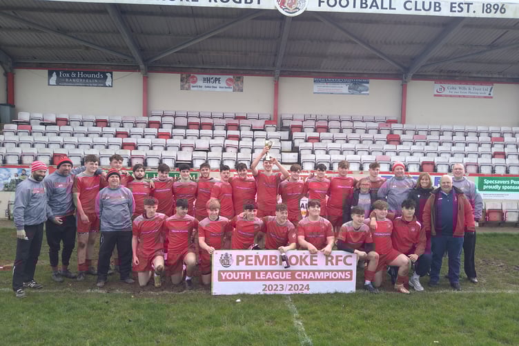 Victorious unbeaten Youth squad with Pembs Youth League Trophy