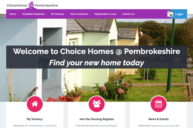 The Choice Homes Pembrokeshire website