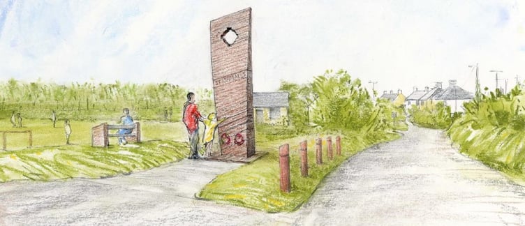 An artist’s impression of the proposed new war memorial at St Ishmaels, Pembrokeshire.