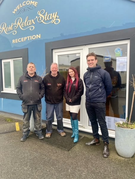 Director Sarah Gateley with Prospective Labour Parliamentary Candidate, Henry Tufnell and some of the Redford Caravan Park Team members.