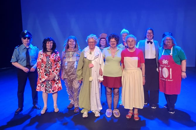 St Issell’s WI ladies following their performance at the PFWI Anything Goes at the Torch theatre, Milford Haven, last Friday.  In the photograph are Jacqui Cowgill, Shirley Will, Joan Parry, Madelene Brace, Eva Rich, Anne Leech, Sue Haines, Val John, Pat Poole and Mary Howells.