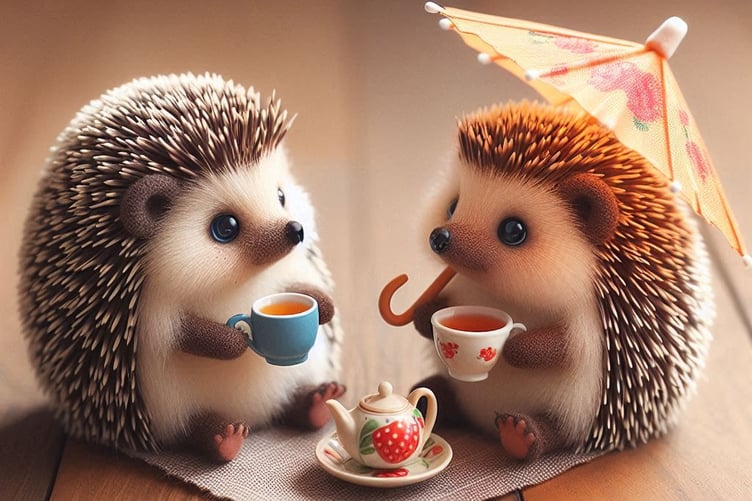 Hedgehogs taking tea