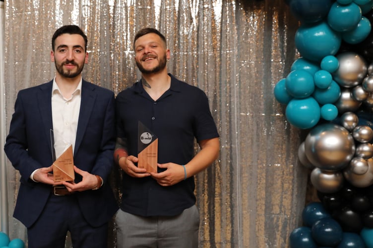 B-wbl Consortium winners Haidar and Daniel, from Pembrokeshire College, with their awards