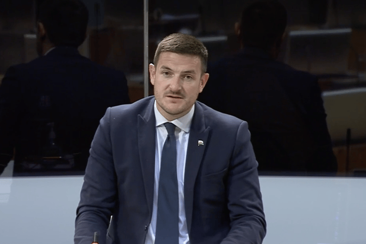 James Evans speaking in the Senedd