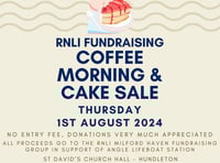 RNLI Coffee Morning and Cake Sale at Hundleton, Pembroke this August