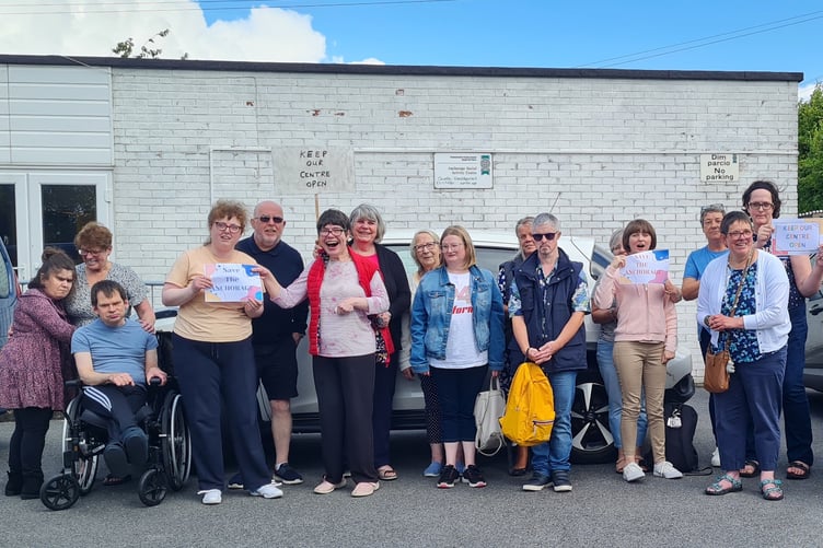 Service users outside the Anchorage Social Activity Centre in Pembroke Dock
