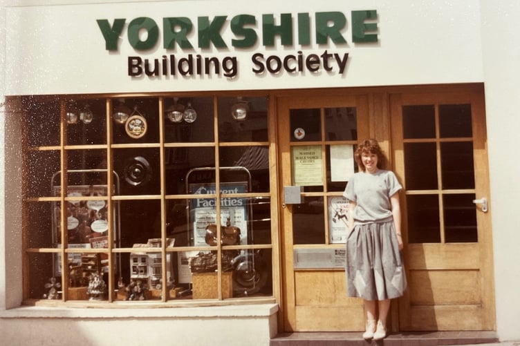 A young Roz Oak at Yorkshire Building Society in Tenby
