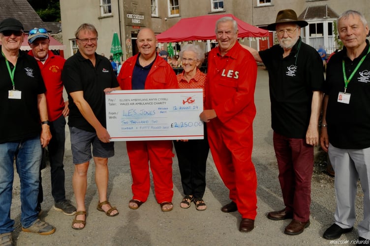 In the picture are Rhys Watkins, Regional Fundraiser Mike May, Steve Adams (Cresselly Arms), Anne and Les Jones, Patrick Jones and Noel Evans. Photo: Malcolm Richards.
