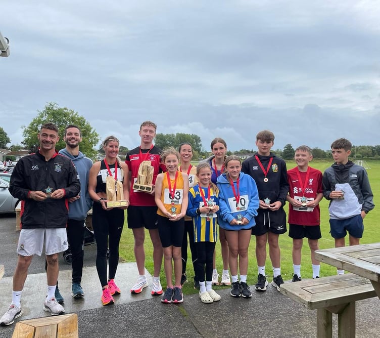 Dash for Ash winners Jerome Mansbridge, Jordan Asparassa, Jodie Hughes, Rhys Emanuel, Emiley Baker, Jamie Hutchinson, Hallie Griffiths, Allie Adams, Florence Harland, Dewi Harland, Cobyn Phillips and Dexter Clement.