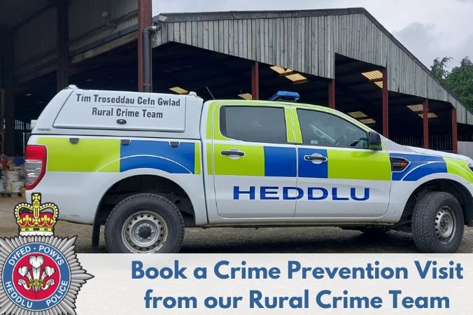Rural crime prevention social media campaign poster by Dyfed-Powys Police