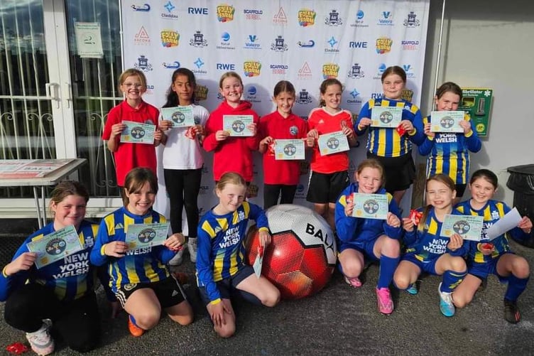 Just some of the 34 pupils from Stepaside School who had fun playing Fair Trade football