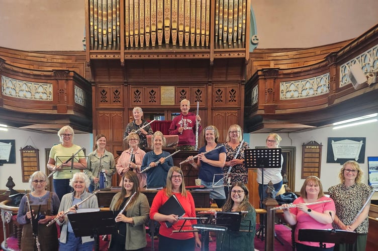 Cleddau Flute Choir in rehearsal