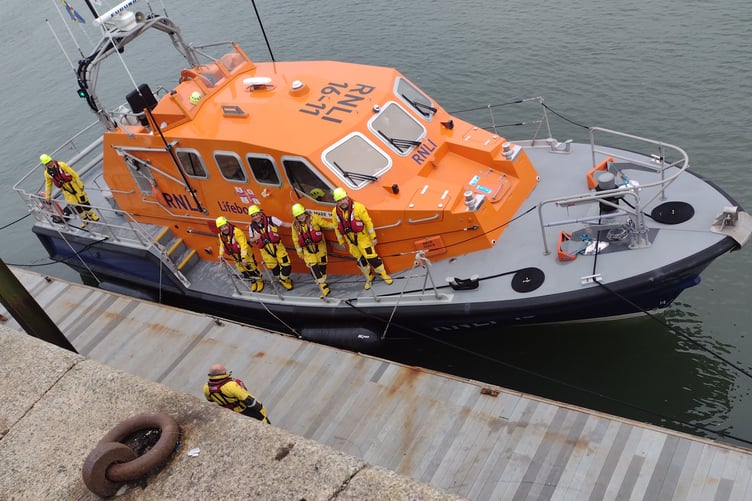 Angle Lifeboat, RNLB Mark Mason, supporting Pembroke Haven Yacht Club RNLI Regatta at Hobbs Point in September 2024.