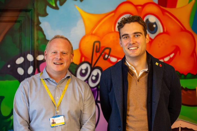 Henry Tufnell with Lee Barnett, CEO of Sandy Bear Children’s Bereavement Charity