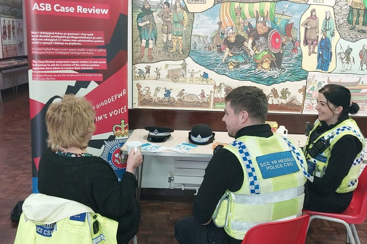 PCSOs 8078 and 8018 held an event called Cuppa with a Copper in Pembroke Town Hall to discuss any concerns in the area.
