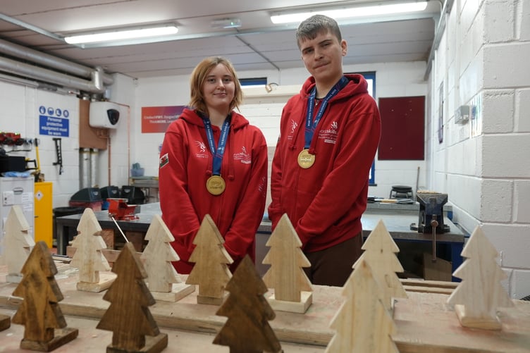 Kirsty and Denver, part of the Foundation Skills Enterprise Team who won Gold in the WorldSkills UK Finals 2024