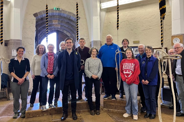 Henry Tufnell MP with bellringers at St David’s Cathedral