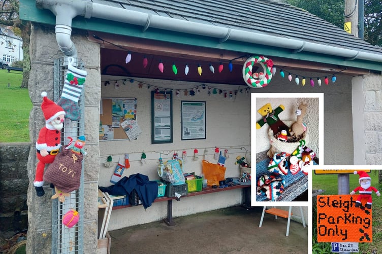 Saying it with yarn, crafty villagers have given Penally’s bus shelter a cheery makeover in time for Christmas