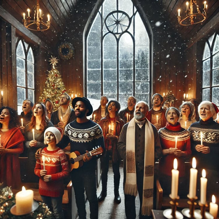 Candlelit carol singing in chapel