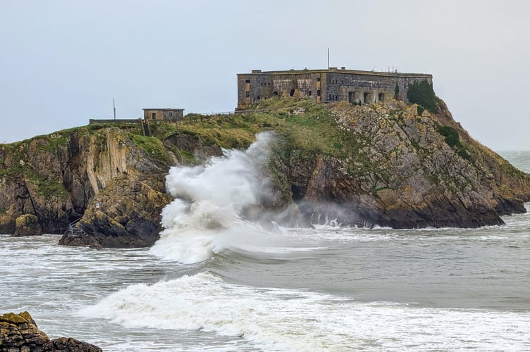 Lucy Crockford posted this pic of Tenby's St Catherine's Island during Storm Darragh in the Picture This: Tenby Observer Photography Club 