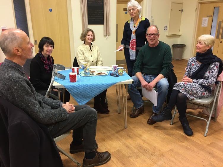 Tenby’s Paragon Garden volunteers Giles, Katherine, Sarah, Liz and Jim were welcomed to the Trefoil Guild February meeting