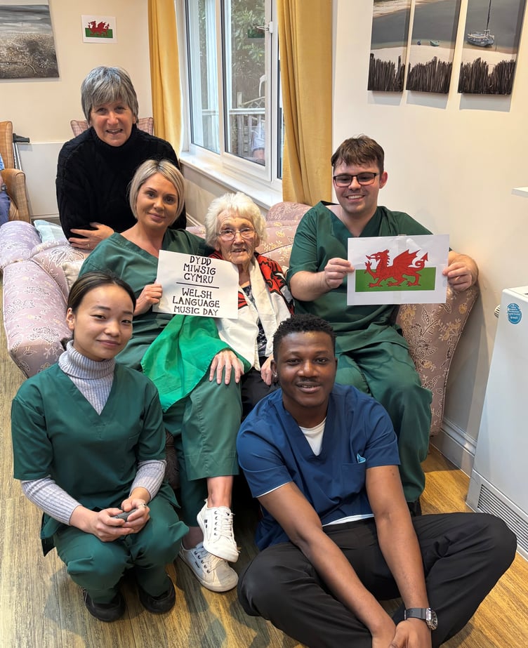 Staff, residents and families of Pen-Coed Care Home in Saundersfoot celebrated Welsh Language Music Day
