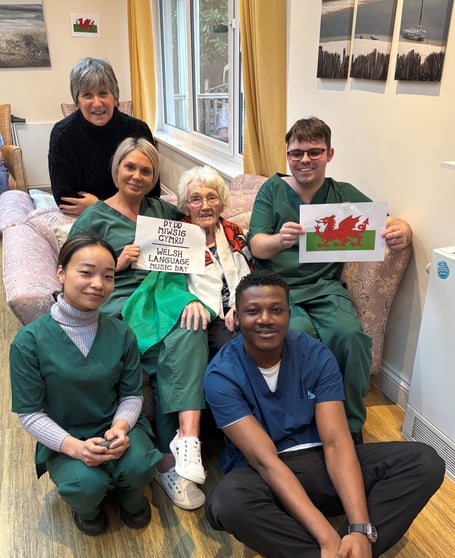 Staff, residents and families of Pen-Coed Care Home in Saundersfoot celebrated Welsh Language Music Day
