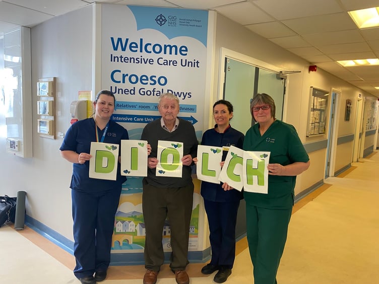 Raymond Morris, of Llandissilio, raised £1,050 for the Intensive Care Unit (ICU) at Withybush Hospital during his 90th birthday celebrations at Caffi Beca in Efailwen. In 2019, Raymond spent two weeks in ICU after a 15-hour operation. Six years on, he wanted to show his appreciation for the fantastic care he received.