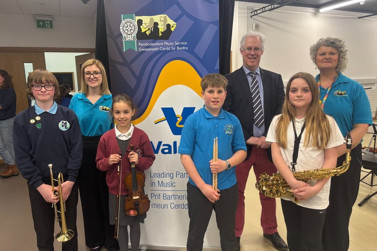 Open class winners in the recent Primary Valero Schools Music Festival. Ysgol Bro Penfro (Pembroke) pupil Wolfgang Evans - seen on the far left - was also the overall winner of the festival, with his piano rendition of Jackson Street Blues by Martha Mier.