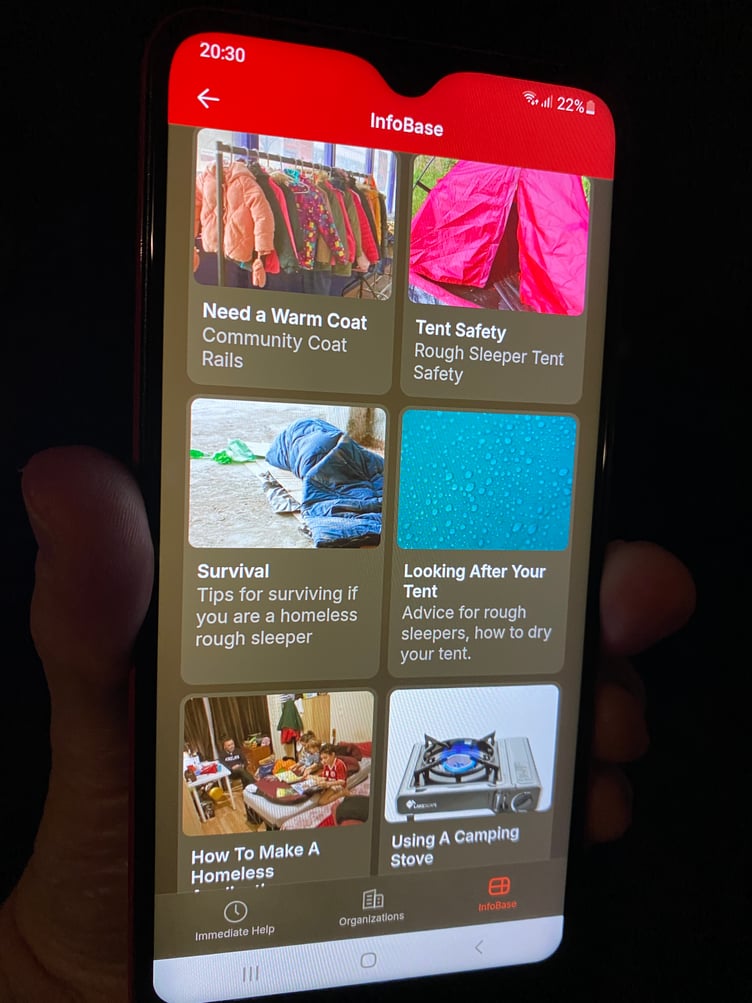 The Homeless LocalLink app covers both Pembrokeshire and Carmarthenshire. It does not track you in any way and cannot access your phone.
