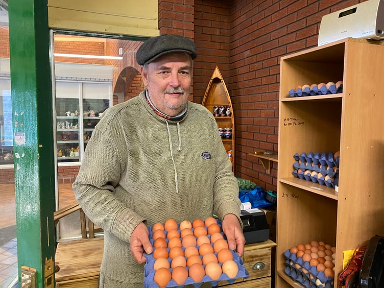 Tom sells fresh local eggs at his new fruit and veg shop in the St Govan’s Centre, Pembroke Dock