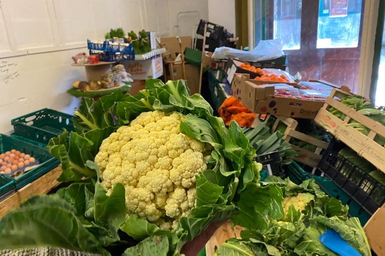 Locally-grown cauliflowers at Tom Cooksey’s fruit and veg shop, Pembroke Dock