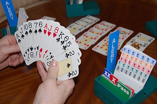 Bridge game in play - stock image (Wikipedia)