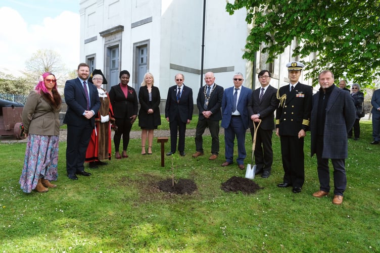The Ginkgo tree planting ceremony at Pembroke Dock Heritage Centre