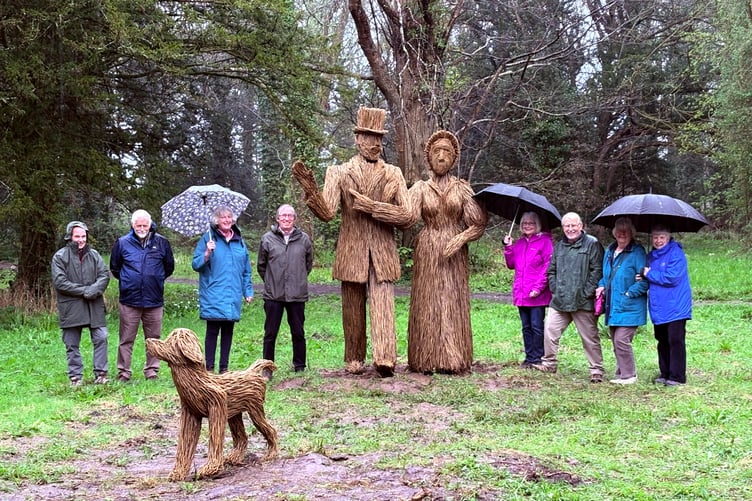 PNTA committee members with the willow sculptures at Stackpole NT