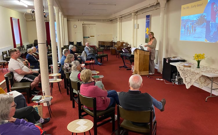 Happy Child International head of operations Caroline Taylor MBE speaking at PPSC in Pembroke Dock
