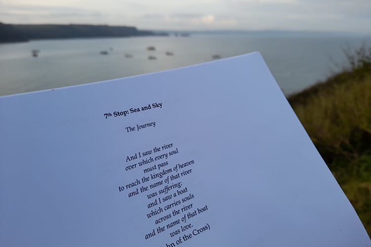 Stopping point along the Way, Castle Hill, Tenby.