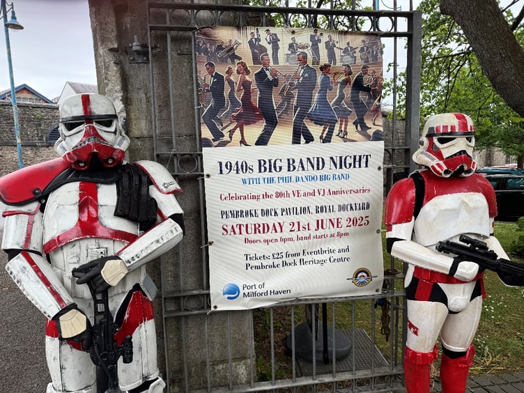Stormtroopers helping to promote the Pembroke Dock Heritage Centre’s big Forties Dance in June