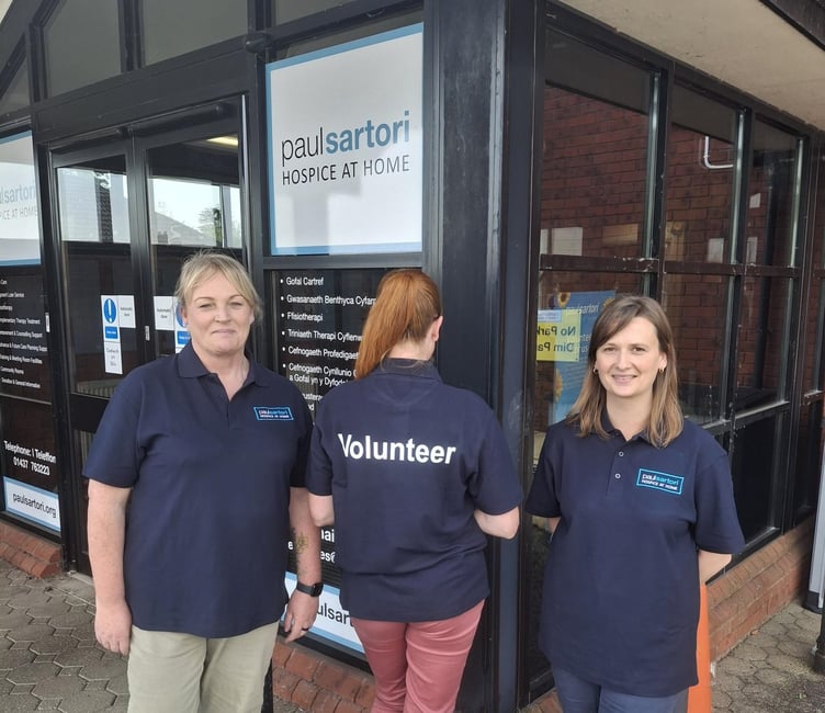 Modelling the volunteer polo shirts are: Jo Lutwyche, Event and Fundraising Officer; Lisa Wells, Office Supervisor and Rosie-Faye Hart, Community Relationship Officer from Paul Sartori Hospice at Home.
