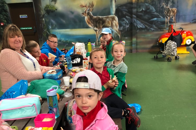 Pupils from Ysgol Llys Hywel, Whitland, enjoying their day out at the Rotary Fun Day at Folly Farm