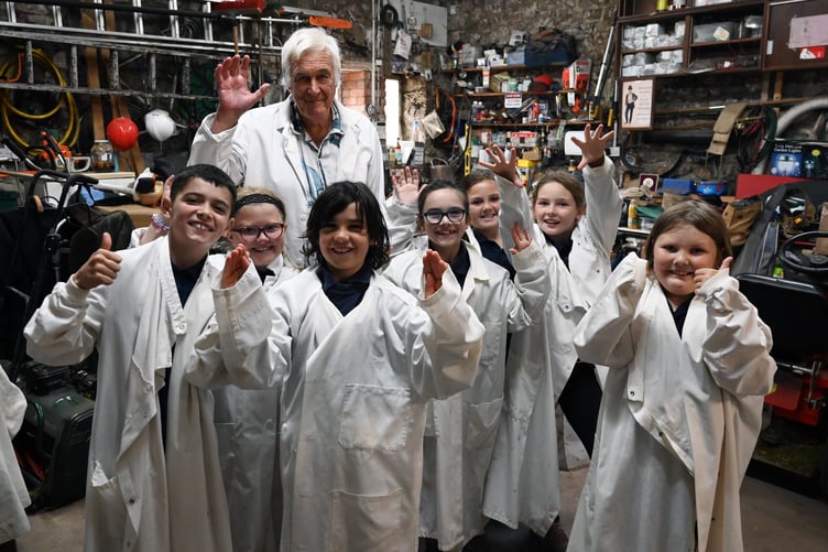 St Florence pupils ready for their laboratory workshops with Prof Campbell CBE