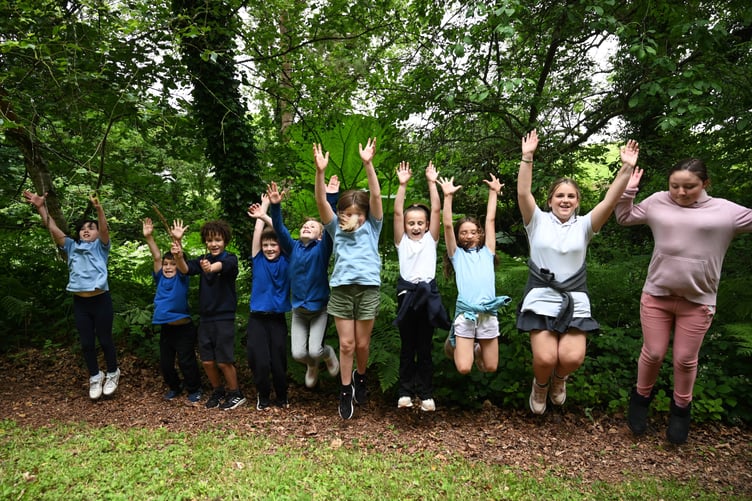 Manorbier pupils exploring the grounds at Welston Court